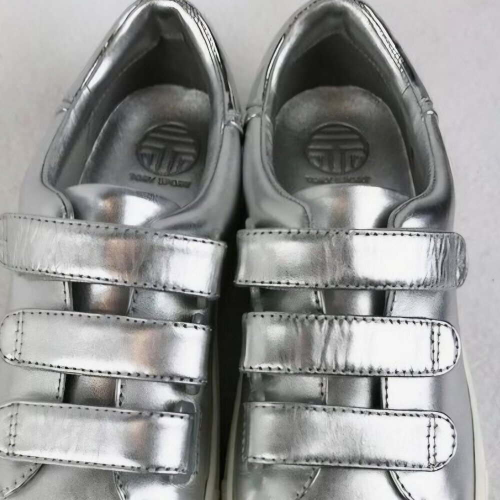 Tory Burch sport silver metallic Cushion designer Comfort Bling shoes 10 sneaker